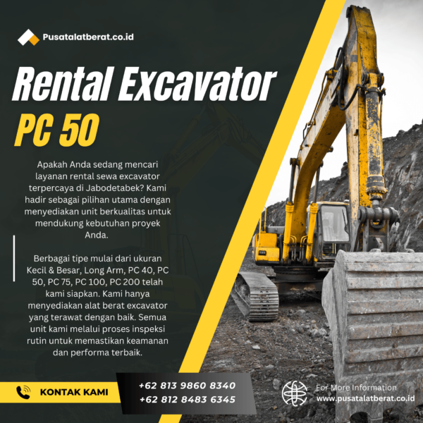 Harga Sewa Excavator PC 50 Per Jam/Hari Mei 2025