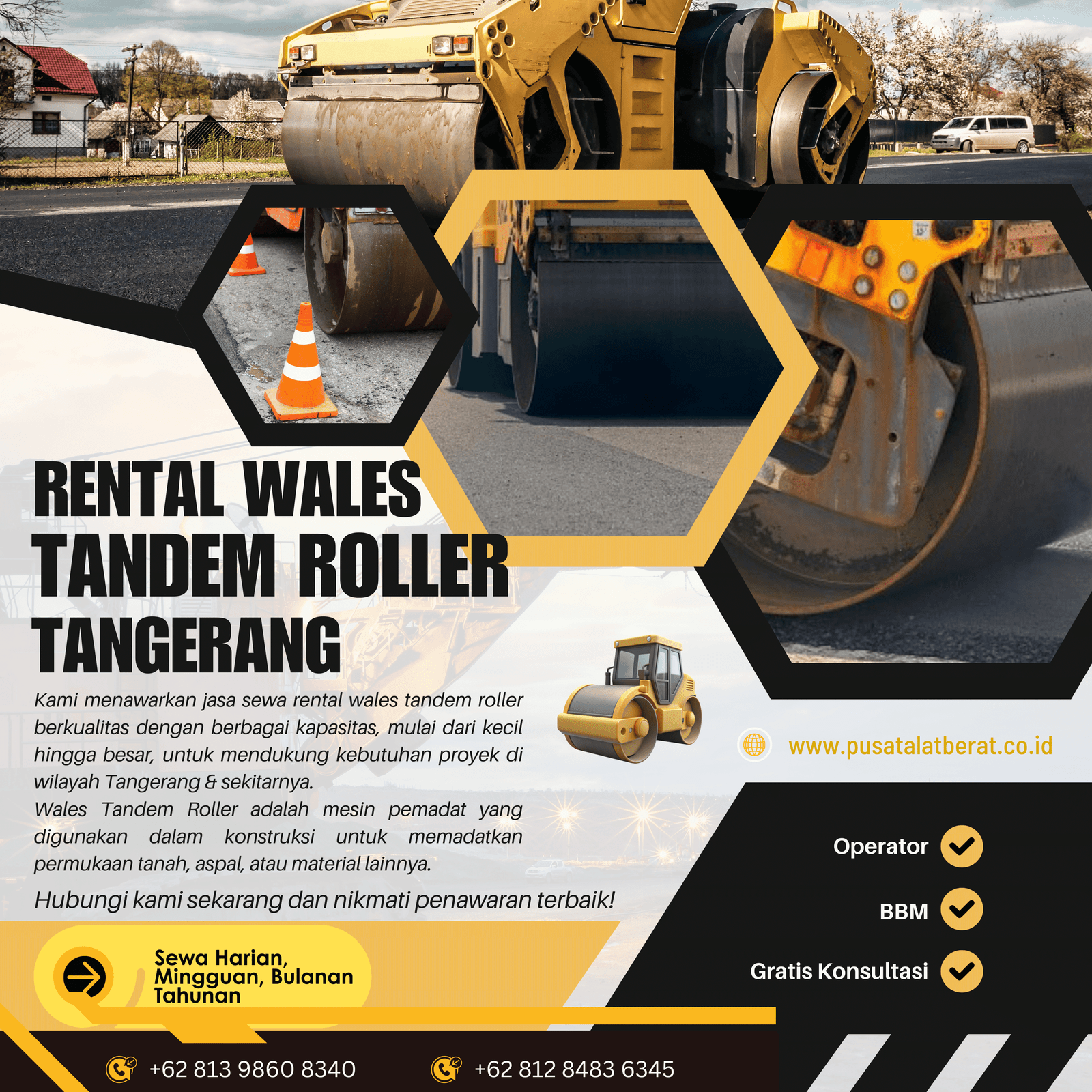 Harga Sewa Wales Tandem Roller Tangerang Januari 2026