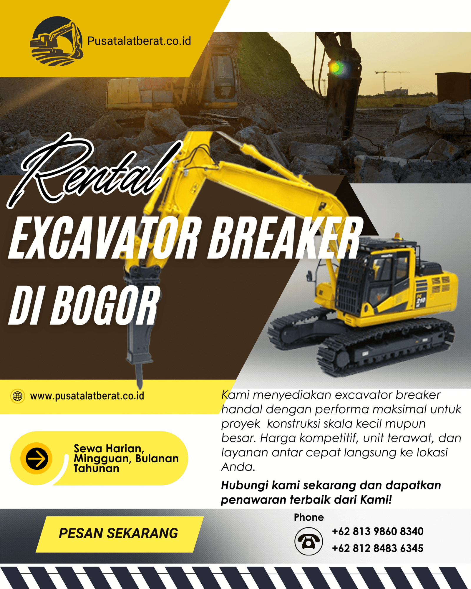 Harga Sewa Excavator Breaker Bogor Februari 2026
